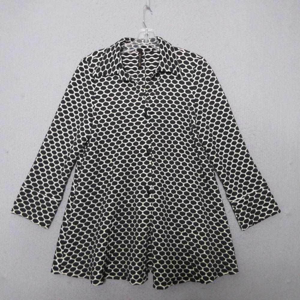 IC  Connie K Jacket Top Medium Black White Swing Lagenlook Art to Wear Cocktail‎